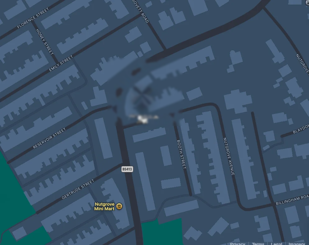 Map showing the studio on Nutgrove Road, St Helens